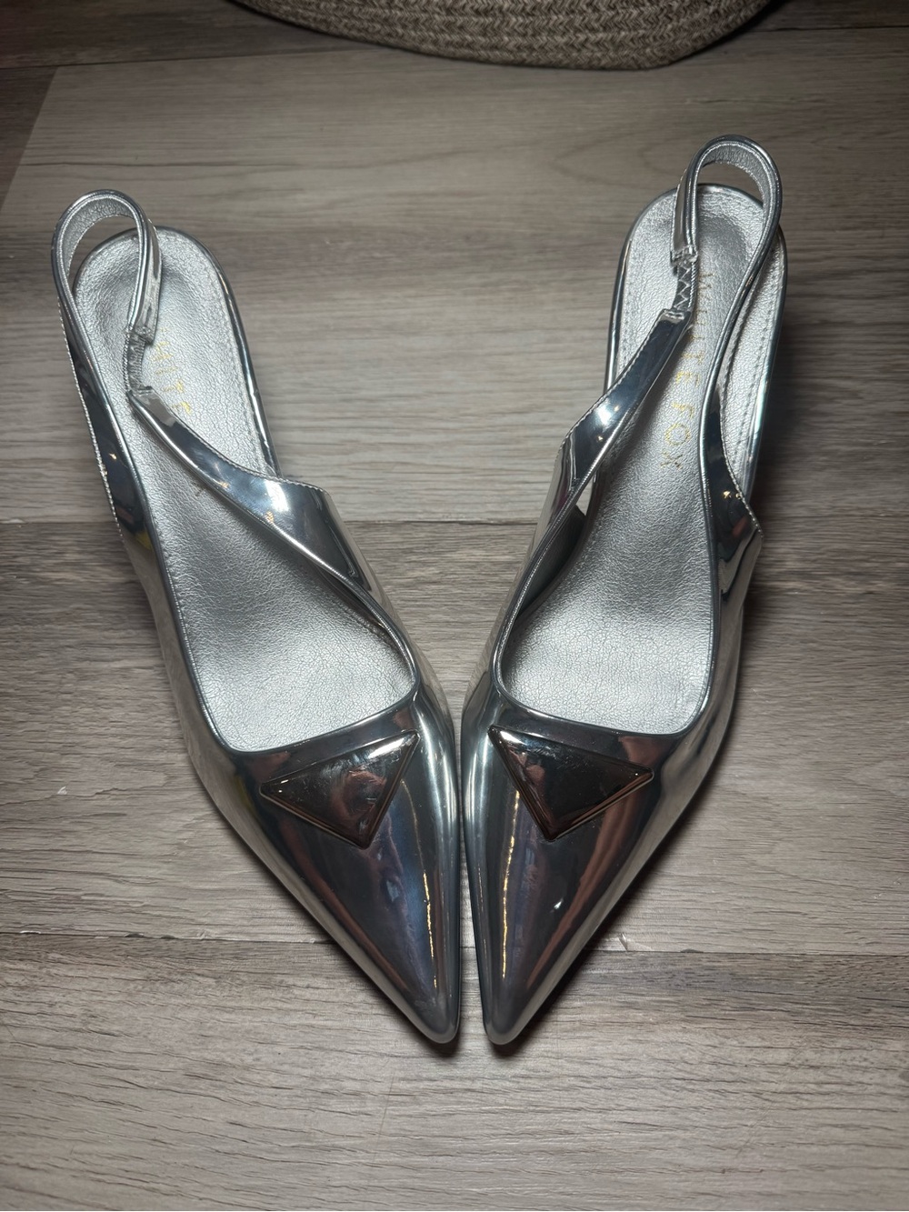 White Fox Boutique Silver Pointed Slingback Heels